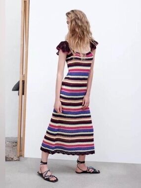 Zara crocheted midi dress size small